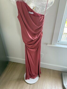 All About Eve Mauve / Rose One-Shoulder Ruched Maxi Dress